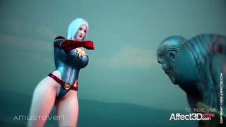 Superhero 3d animation with a big tits beauty