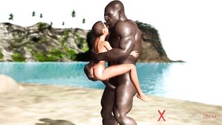 Sexy ebony gets fucked by a black guy on the savage island