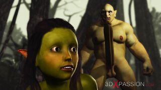 Extreme monster Ogre fucks Hot female Goblin hard outdoors