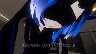 Blue Haired Devil Succubus in Straps Blindfold Rides for Senpai Tattoos POV Lap Dance Hentai Robe