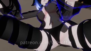 Blue Haired Devil Succubus in Straps Blindfold Rides for Senpai Tattoos POV Lap Dance Hentai Robe