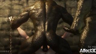 3d animation thressome with orcs and a big tits beauty