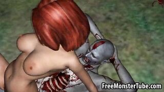 Yummy 3D redhead babe gets fucked hard by a zombieie-high 2