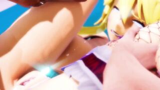 【hentai MMD】Beautiful Blonde Girl`s Strip Fucking Ass&Pussy Dance