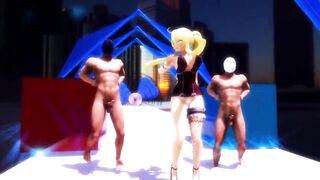 【hentai MMD】Beautiful Blonde Girl`s Strip Fucking Ass&Pussy Dance