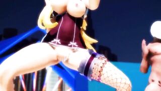 【hentai MMD】Beautiful Blonde Girl`s Strip Fucking Ass&Pussy Dance