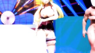 【hentai MMD】Beautiful Blonde Girl`s Strip Fucking Ass&Pussy Dance