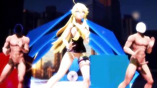 【hentai MMD】Beautiful Blonde Girl`s Strip Fucking Ass&Pussy Dance