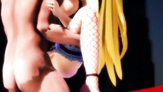 【hentai MMD】Beautiful Blonde Girl`s Strip Fucking Ass&Pussy Dance