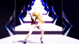 【hentai MMD】Beautiful Blonde Girl`s Strip Fucking Ass&Pussy Dance