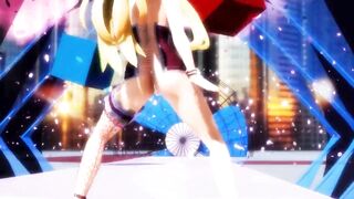 【hentai MMD】Beautiful Blonde Girl`s Strip Fucking Ass&Pussy Dance