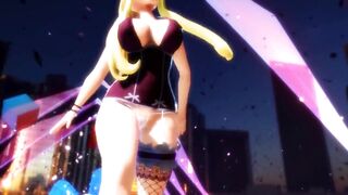 【hentai MMD】Beautiful Blonde Girl`s Strip Fucking Ass&Pussy Dance