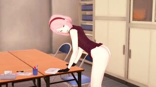 3D HENTAI Sakura Masturbates at the Edge of the Table