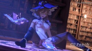 GENSHIN IMPACT: BUSTY WITCH LISA  IS PLAYING SOLO IN LIBRARY