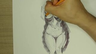 Easy drawing of  Step Sister's Nude Body