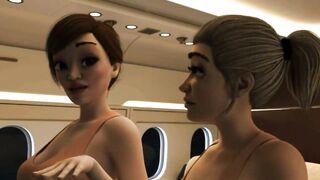 Futanari BOSS fucks hot ass in an airplane - 3D Porn