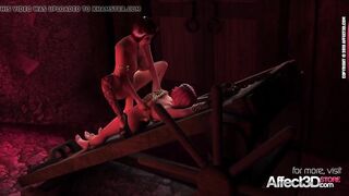 3D fantasy animation with a vampire and a futanari babe