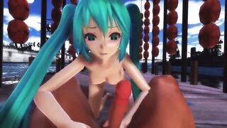 Handjob and blowjob from anime cute girls (Colorful 3D )