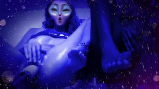 Cute Blue Alien Wet Pussy Fuck Machine