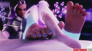 Cute Sombra fucking and jerking off big dick