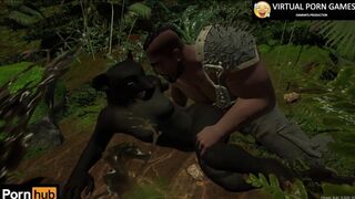 Hunter Fucks Black Panther in the Jungle 4K 60 FPS Animation