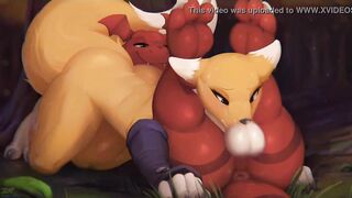 Renamon x Guilmon Blowjob Furry