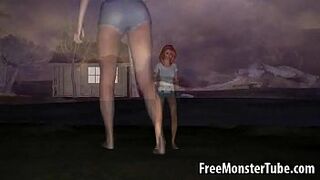 Sexy 3D cartoon redhead babe getting fucked by a zombie