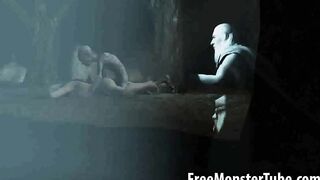 Hot 3D babe gets fucked hard in the woods by Gollum