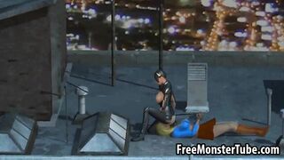 3D lesbian Catwoman getting her wet pussy licked