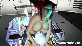 Hot 3D redhead babe sucks and fucks a horny alien