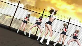 Submissive School Girls in Slut Uniform Dancing on the Classroom Roof MMD R18