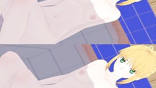 VR 360 Video Anime Saber Artoria Pendragon Fate Series Bathroom Sex