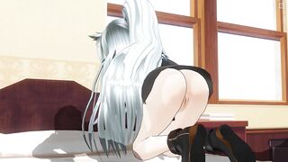 3D HENTAI Jerk off your Cock with her Panties