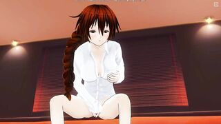 3D HENTAI Redhead Girlfriend Masturbates on your Bed