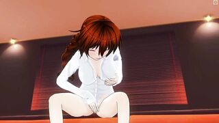 3D HENTAI Redhead Girlfriend Masturbates on your Bed