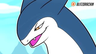 Patreon/Blitzdrachin : Straight Furry Yiff Animation , Scalie , Monster , Cumshot , against the Wall