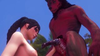 3D Werewolf Demon Monster Gets Blowjob