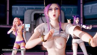 [MMD] Dreamcatcher - SCREAM Strip Dance Ahri Akali Kaisa Evelynn Seraphine KDA 3D Erotic Dance