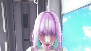 Beautiful Pink Hair Girl - Fuck on the Train (Uncensored)