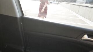 Step Mom Walks out from the Car having an Vibrator Egg Hidden inside Pussy