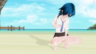 3D HENTAI Schoolgirl on the Beach after School