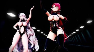 MMD R - 18 Elite Duke of York Kantai and Graf Zeppelin Azur Lane Comfort Officer 3D Hentai