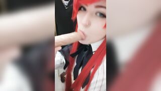 Kuroishi as Rías Gremory gives you a Blowjob after a Hard Day