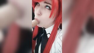 Kuroishi as Rías Gremory gives you a Blowjob after a Hard Day