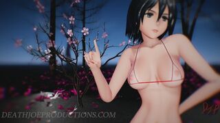 MMD R18 4k UHD Forest Green Bikini Mikasa Ackerman - Baam - 1074