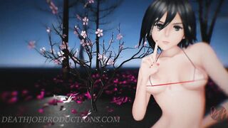 MMD R18 4k UHD Forest Green Bikini Mikasa Ackerman - Baam - 1074