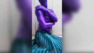 Japanese Zentai Crossdresser Wearing Satin Shiny Outfit