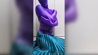 Japanese Zentai Crossdresser Wearing Satin Shiny Outfit