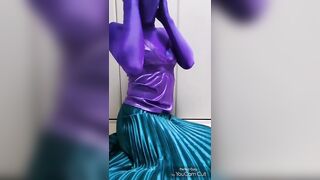 Japanese Zentai Crossdresser Wearing Satin Shiny Outfit