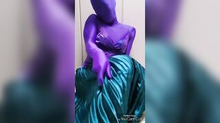 Japanese Zentai Crossdresser Wearing Satin Shiny Outfit